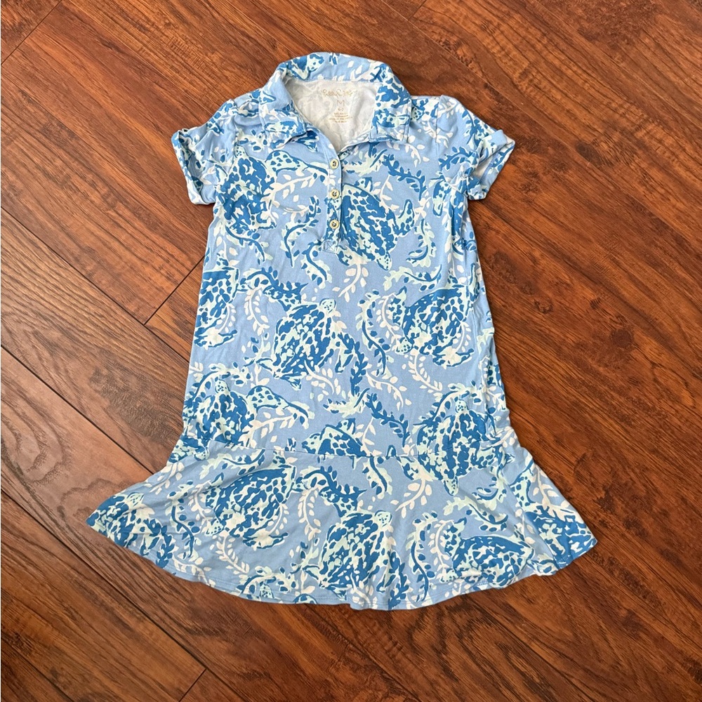 Lilly Pulitzer Girl’s Mini Sadie Polo Dress in Blue Peri Turtley Awesome